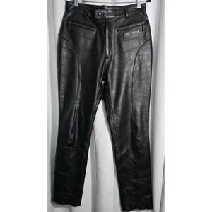 Harley Davidson Pants Women Size 38/10 30x32 Black Leather Motorcycle Moto Biker